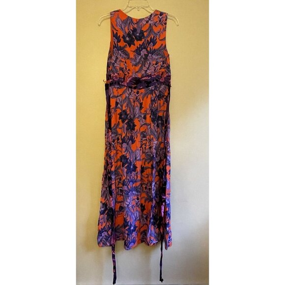 Anthropologie MAEVE Macie Maxi Dress Purple Floral Print Orange Pink EUC Size 8 - Picture 5 of 16